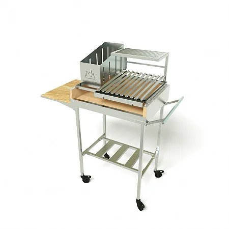 Churrasqueira Parrilla Argentina Portátil em Inox com 2 Grelhas Platinum (Orçamento)