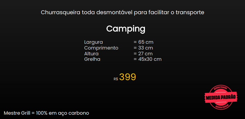 Churrasqueira Parrilla Camping (Orçamento)