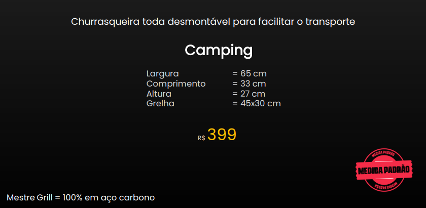 Churrasqueira Parrilla Camping (Orçamento)